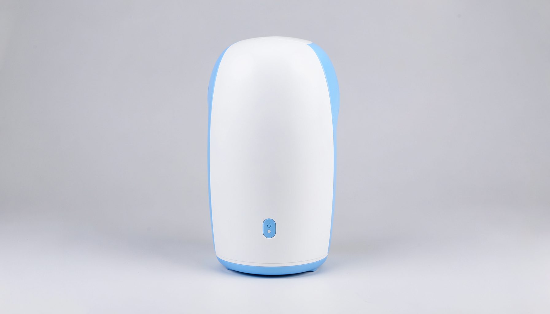Lampada fotopolimerizzante wireless con corpo bianco e dettagli blu